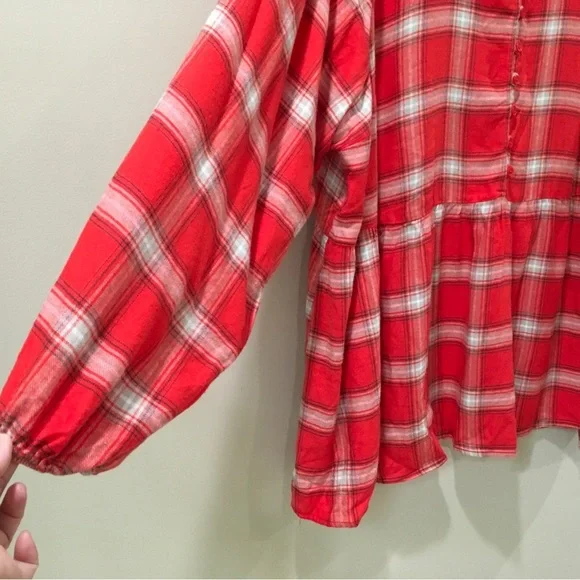 Torrid Women Plus 4X Soft Flannel Plaid Tunic Top Orange Button Long Sleeve New - Picture 6 of 8